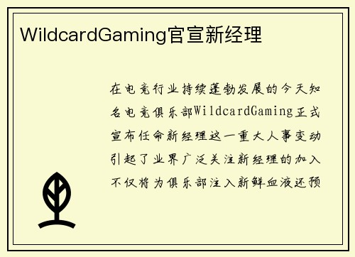 WildcardGaming官宣新经理